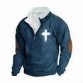 thumbnail image 4 of Aobny Pullover Men Shirts Blue Mock Neck 1/4 Zip Christian Shirts Men Water Shirts for Men,XL, 4 of 5