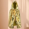 thumbnail image 2 of UTSJKR Metallic Hooded Cloak Robe Tie Front Long Cape for Halloween Cosplay Party Costume Outfit for Adult and Teen Gold 60, 2 of 5