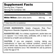 Herbal Secrets White Willow 400 Mg per Serving 180 Veggie Capsules Supplement | Non-GMO | Gluten Free | Made in USA