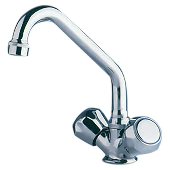 Scandvik 10422P Chrome Galley Mixer with Swivel Spout Faucet