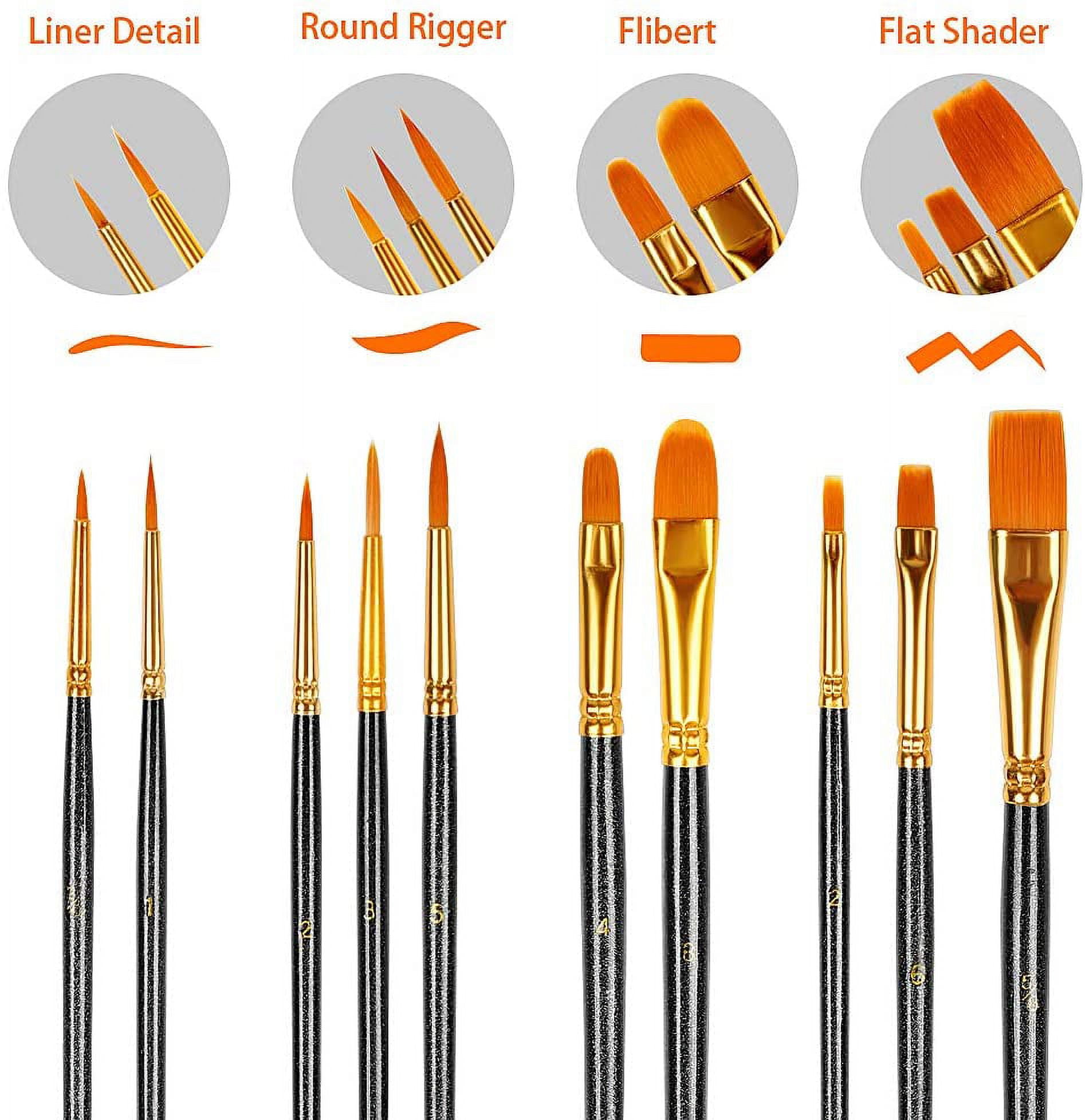 ZHOUXINXING 10Pcs/Set, Nylon Hair Wood Short Crude Rod Big Oil Painting  Brush Drawing Art Supplies…