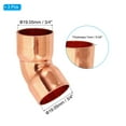 thumbnail image 2 of Uxcell Accesorio de Cobre de Codo de 3/4" ID 1mm de Grosor, 3pcs de Cobre 99.9% Puro Conector de Tubería de Soldadura de 45 Grados, 2 of 5