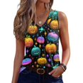 thumbnail image 2 of Hearthz Halloween Workout Tank Tops Woman Pumpkin Graphic Sleeveless Tops for Women V Neck Pleated Tunic Tops for Women, 2 of 5