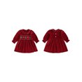 thumbnail image 2 of Cjfdfy Toddler Baby Girl Christmas Dress Outfit Baby Girls Red Velvet Smocked Dress Fall Winter Clothes Xmas Tree Embroidery Doll Collar Long Sleeves A Line Dress, 2 of 9