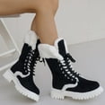 thumbnail image 3 of Mepaouo Fashion Platform Mid Calf Boots for Women Lace up Fleeced Winter Warm Outdoor Shoes(Black,8), 3 of 8