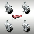 thumbnail image 2 of 3.5 Inch SS Soft Rubber Wheel Swivel ½ Inch Threaded Stem Caster Set Brake SCC, 2 of 2