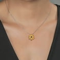 thumbnail image 3 of Gem Stone King 925 Silver and 10K Yellow Gold Yellow Citrine and Blue Created Sapphire Pear Shape Flower Pendant Necklace for Women | 2.03 Cttw | Gemstone Birthstone | with 18 inch Chain, 3 of 4