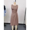 thumbnail image 3 of Women's Sleeveless Floral Print A Line Dress Ruched Waist, 3 of 9