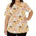 thumbnail image 5 of LTTVQM Women's Easter Scrub Tops 2026 Bunny Eggs Print Cute Short Sleeve Scrub Tops Casual V-Neck Trendy Tops with Pockets Khaki S, 5 of 5