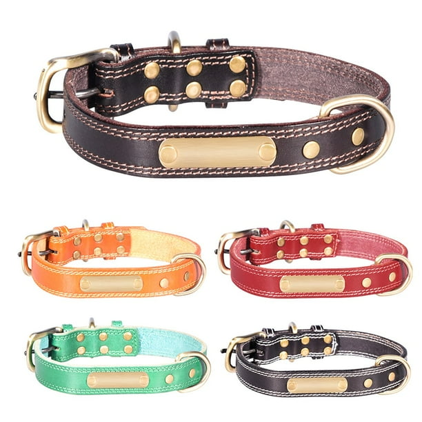 Personalized Dog Collars Adjustable Soft Leather Custom Dog Collar Can Diy Engrave Name Id s For Cat Puppy Large Dogs Pet Accessories Walmart Com Walmart Com
