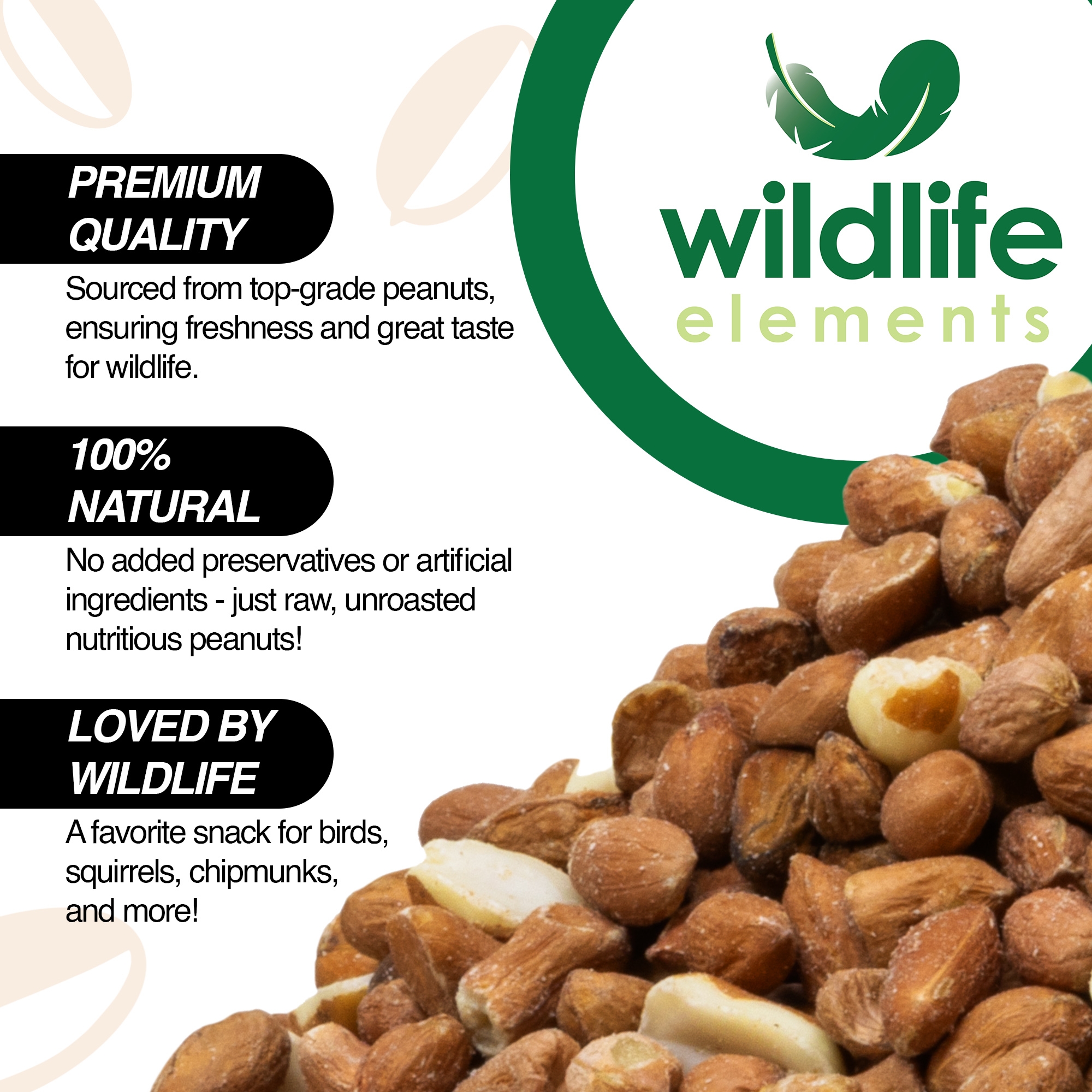 Wildlife Elements Peanut Party Unprocessed, Shelled Peanuts Wildlife Animal Food, 25lb - Rich in Protein, Healthy Fats, and Essential Nutrients for Birds, Squirrels & Waterfowl