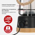 thumbnail image 2 of Lámpara de camping Brennenstuhl CAL 1 LED con batería (350 lm, IP44, hasta 75 horas de duración de la luz, totalmente regulable, temperatura de color ajustable, lámpara de exterior USB recargable con cuerda de cáñamo y base de bambú) Zhivalor OTTO-WX-0399, 2 of 5