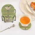 thumbnail image 3 of Yayeee 6 PCS Drink Coasters with Holder Set Woven Absorbent Round Tabletop Hot Pad, Green Martini Glass, 3 of 7