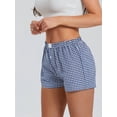 thumbnail image 3 of Women Y2k Gingham Cute Pj Short Pants Plaid Lounge Shorts Sleep Bottoms Elastic Boxers Streetwear Blue XL, 3 of 6