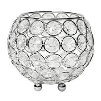 Elegant Designs 4.25" Elipse Crystal Circular Bowl Candle Holder, Flower Vase, Wedding Centerpiece, Chrome