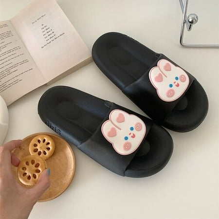 

CoCopeaunt Cute Rabbit Patch Design Women Slippers EVA Thick Sole Summer Outdoor Non-slip Home Ladies Platform Woman Shoes Beach Slides