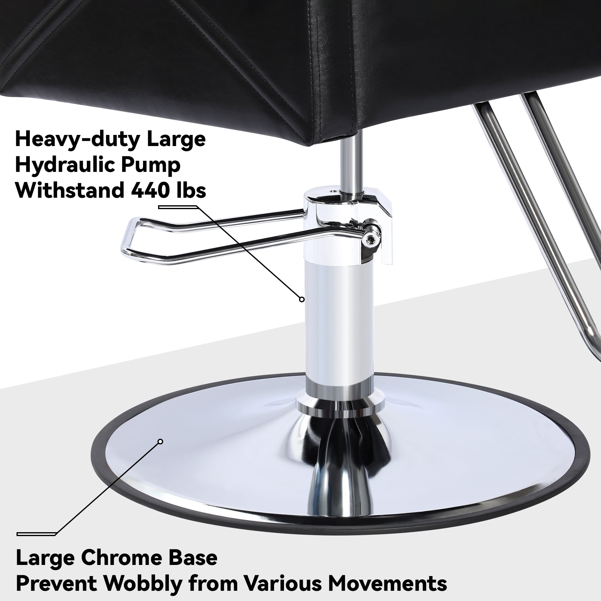 Kigoty Adjustable Hair Stylist Chair with Foot Rest, Round Base, 23.42" L, Black