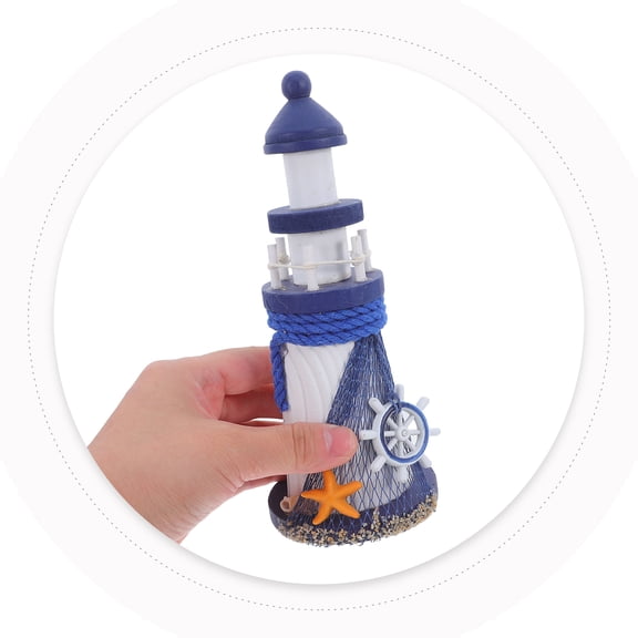WRITWAA 1-Pack Nautical Marine Lighthouse Wooden Decor for Home, Party, Coastal and Beach Style Decoration