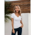 thumbnail image 3 of Women Tops Crew Neck Shirts Short Sleeve Casual Ribbed Slim Fitted T Shirts for Summer, 3 of 4