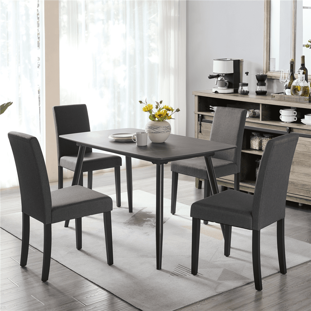 Alden Design 4pcs Fabric Upholstered Parson Dining Chairs for Home, Dark Gray