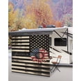 thumbnail image 5 of 4th of July RV Awning Sun Shade Screen 9'X7' Black American Flag Mesh Sunscreen Rustic Stars Stripes Daisy Awning Shade Screen with Zipper UV Blocker Completed Kits for RV Motorhome Camper, 5 of 7