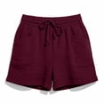 thumbnail image 4 of BRELIL Women's Elastic Waist Shorts with Pockets Casual Solid Lounge Shorts Beach Vacation Summer Outfits Loose Fit Travel Trousers, Wine M, 4 of 7
