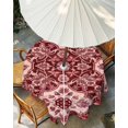 thumbnail image 3 of Outdoor Tablecloth with Umbrella Hole, Red Boho Spillproof Waterproof Outdoor Table Cover, Ethnic Tribal Abstract Traditional Floral Patio Tablecloths for Party/Garden/Picnic, Round 54 inch, 3 of 9