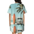 thumbnail image 6 of Susaid Vintage Surf Van Beach Print Women's Pajama Set, Button-Up Sleepwear with Elastic Waist Shorts, Perfect for Lounging, Yoga, Beach, and Casual Wear-X-Large, 6 of 7