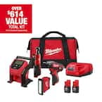 Milwaukee M12 12V Lithium-Ion Cordless Combo Kit (4-Tool) with Two 2.0Ah Batteries, Charger & Tool Bag