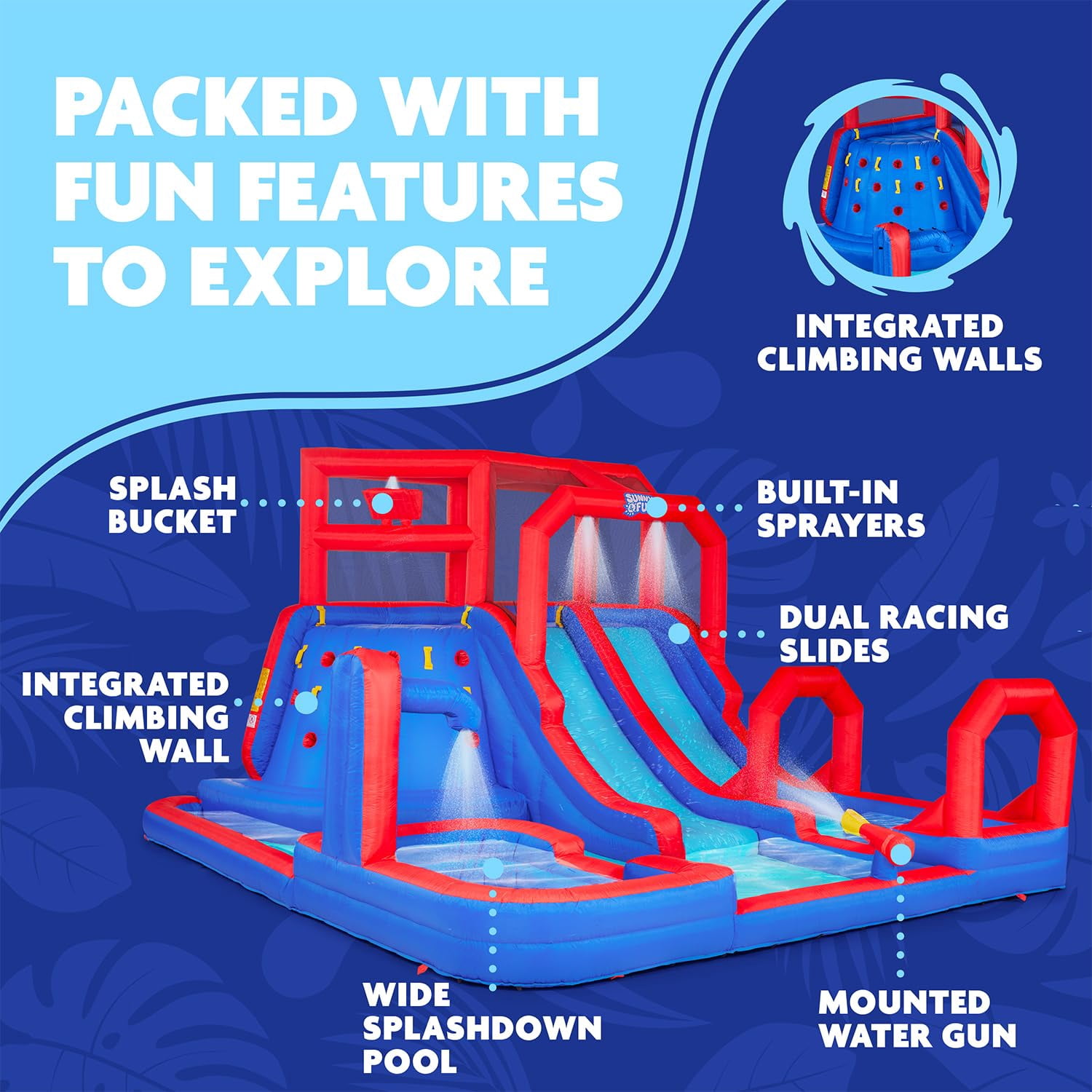 Sunny & Fun Fun Nylon Water Slide for Backyard Climb & Bounce Water Park