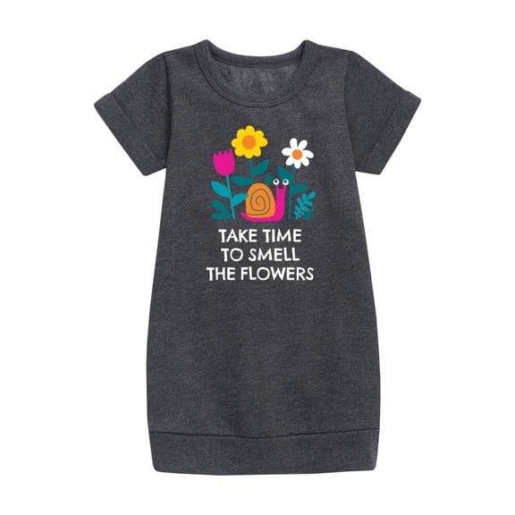 Instant Message - Smell The Flowers Snail - Toddler And Youth Girls Fleece Dress