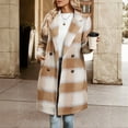 thumbnail image 3 of DAFPZW Women's Oversized Plaid Wool Coat Casual Lapel Collar Double Breasted Winter Long Pea Coat with Pockets, 3 of 9