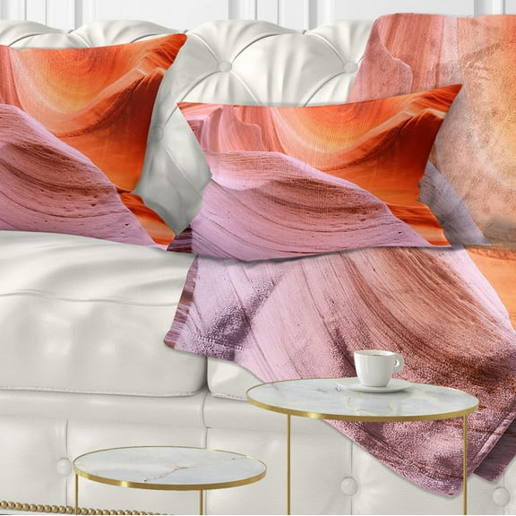 Designart Color Layers in Antelope Canyon - Landscape Photography Throw Pillow - 12x20