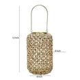 thumbnail image 5 of Benjara BM221090 Cylindrical Rattan Lantern with Metal Frame & Handle, Brown & Gold - Large, 5 of 5