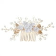 thumbnail image 1 of Nvzi Horquillas para el pelo de boda con flores para novias, peinetas con perlas de cristal, pinzas para el pelo, tocado, accesorios para el pelo de boda dorados, joyas - doradas, 1 of 4