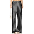 thumbnail image 2 of Women's Wide Leg Wedding Party Satin Casual Dress Nightout Pants Long Trouser, Loose Comfort Fit Straight Leg Design, 2 of 3