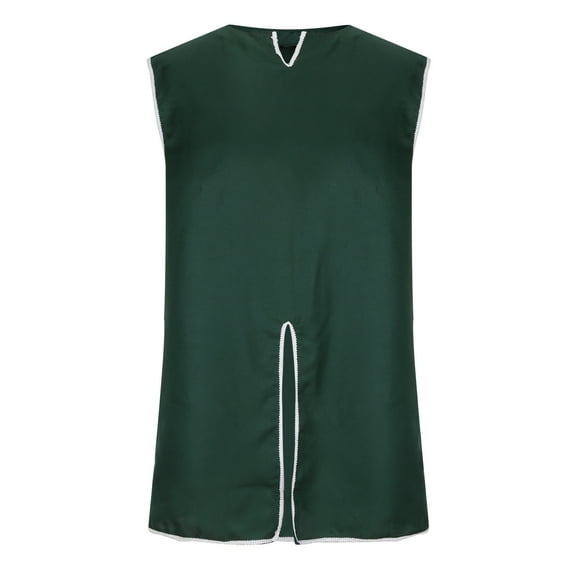 Renaissance Priest Top for Men Sleeveless Tank Vest Romper Split Medieval Performance Party Outfit No Belt (X-Large, Green)