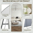 thumbnail image 3 of BEAUTYPEAK Arched 64.1"x21.1" Full Length Mirror Floor Mirror Sturdy MDF Mirror with Stand Full Body Mirror, Silver, 3 of 5