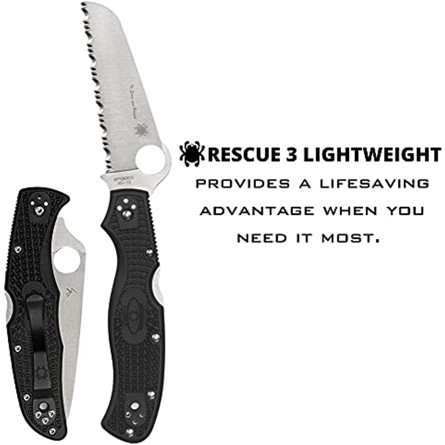 Spyderco Knives Spyderco Rescue 3 Lightweight Folding Knife Thin Blue Line SPC14FSBKBL3