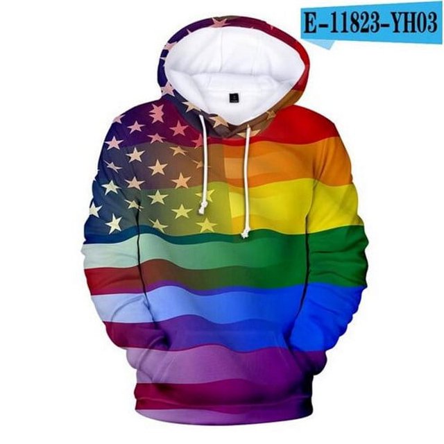 Free LGBT Flag Hoodies Sweatshirt For Lesbian Gay Pride Colorful Jacket For Gay Home r Gay Friendly LGBT Equity