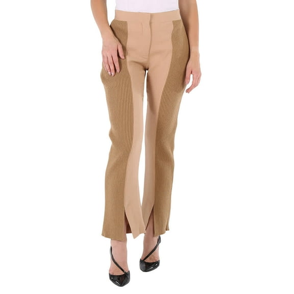 Burberry Ladies Soft Fawn Wide Leg Smart Trousers, Brand Size 4 (US Size 2)
