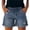 42# Blue, variant on Jean Shorts for Women Elastic Waist Drawstring Pull on Distressed Ripped Denim Summer Hot Short Casual Fashion Stretchy Jorts Gray 2XL