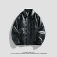 thumbnail image 5 of IYTR Men's PU Leather Jacket Baseball Jacket Zipper Stand Collar Long Sleeve Outwear Black Large Size Black M, 5 of 6
