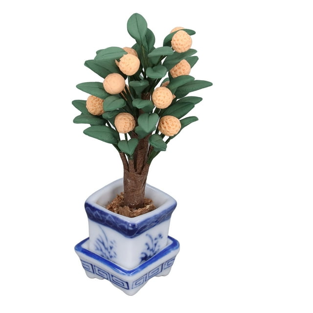 Decoración De Casa De Muñecas, Casa De Muñecas Mini Naranjo Brillante Altamente Simulado Foto Prop Miniatura Azul Porcelana Para Niños Para Entretenimiento