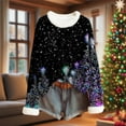 thumbnail image 2 of Women's Christmas Sweater Kintted Long Sleeve Fuzzy Fleece Collar Xmas Graphic Pullover Sweaters Top (L, Purple), 2 of 4