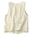 thumbnail image 4 of GEWSEY Womens Linen Vest Casual Sleeveless V-Neck Blazer Cardigans Lightweight Jacket Waistcoat (White, XXL), 4 of 4