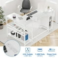 thumbnail image 5 of Jojoka 49.6" Reversible L Shaped Computer Gaming Desk with LED Light & Power Outlets, Corner PC Desk with Storage Shelves & Monitor Stand, Home Office Desk, Writing Desk, Workstation, White, 5 of 8