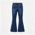 thumbnail image 2 of High Waist Solid Blue Flare Jeans for Women - High Stretch Washed Bell Bottom Denim Pants Retro Slim Fit Casual Trousers, 2 of 8