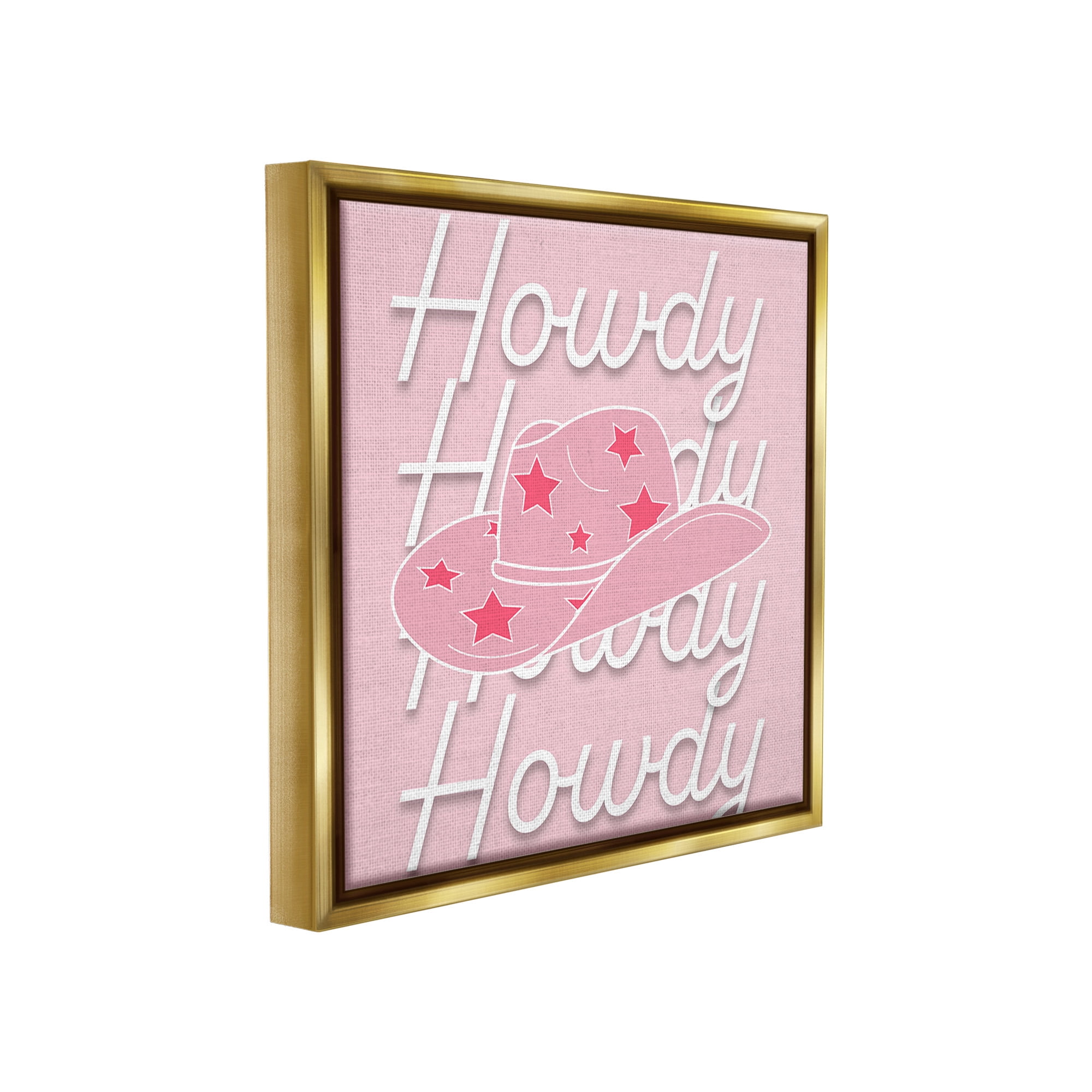 Stupell Industries Soft Pink Howdy Pattern Beauty & Fashion Painting Gold Floater Framed Canvas Art Print Wall Art, 25 x 25
