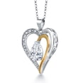 thumbnail image 4 of 925 Sterling Silver and 10K Yellow Gold White Moissanite and White Lab Grown Diamond Heart Shape Pendant Necklace for Women By Keren Hanan (1.17 Cttw, Pear Shaped 8X6MM, with 18 inch Chain), 4 of 7